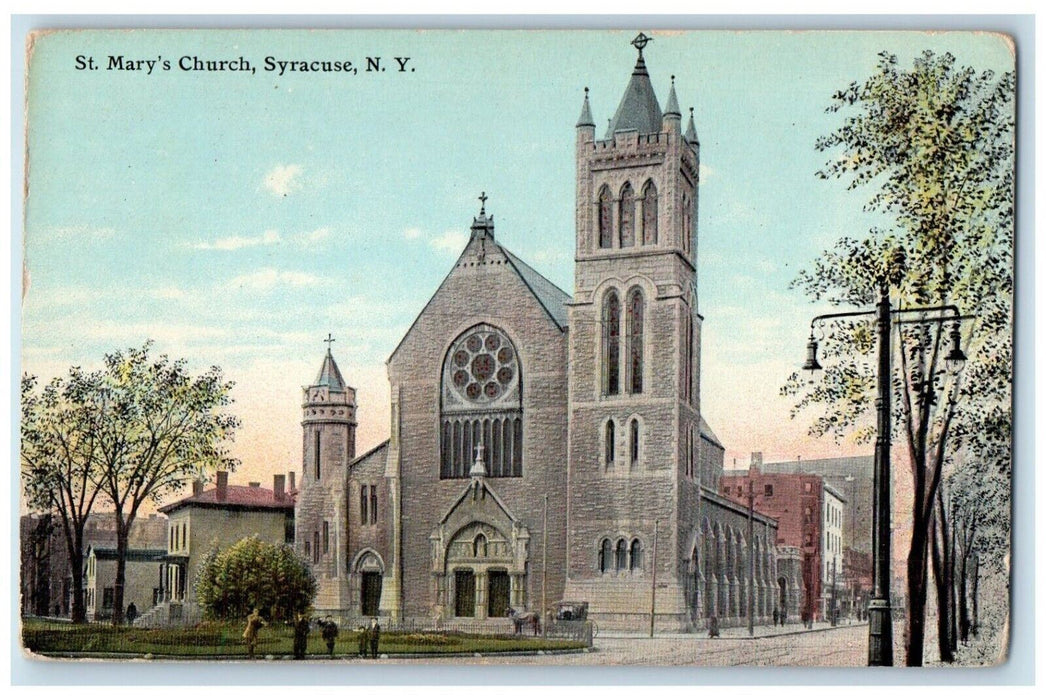 1913 St. Mary's Church Exterior Scene Syracuse New York NY Antique Postcard