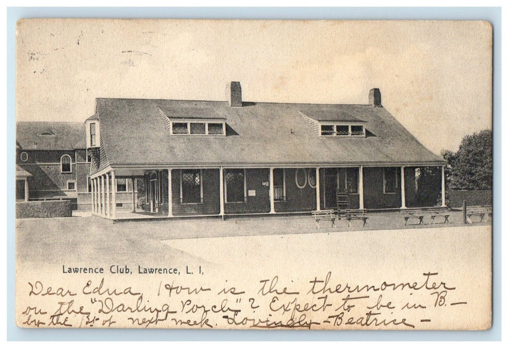 1906 Lawrence Club Lawrence Long Island New York NY Posted Antique Postcard