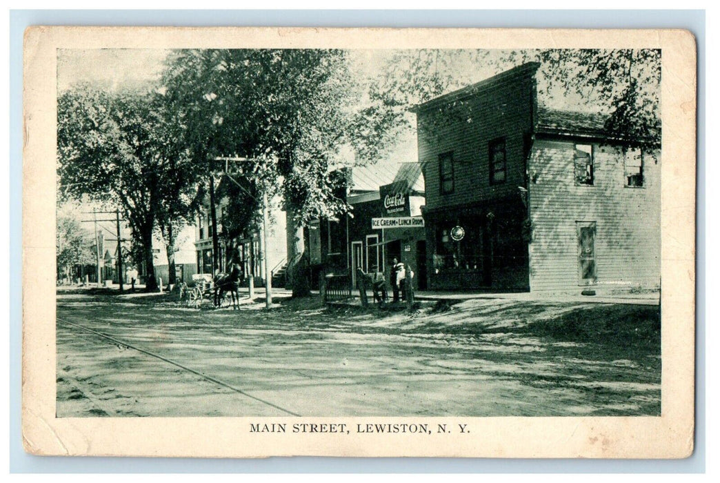 c1907 Main Street Lewiston Niagara Falls Coca Cola Ice Cream Restaurant Postcard