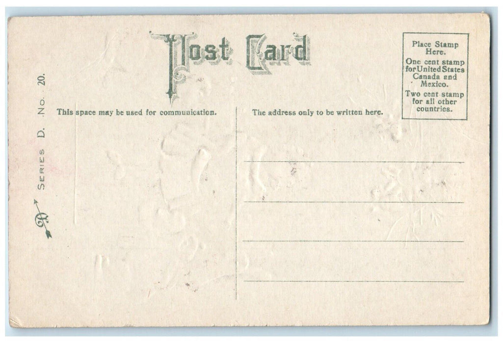 c1910's Easter Girl Feed Bunny Rabbits Flowers Unposted Antique Postcard