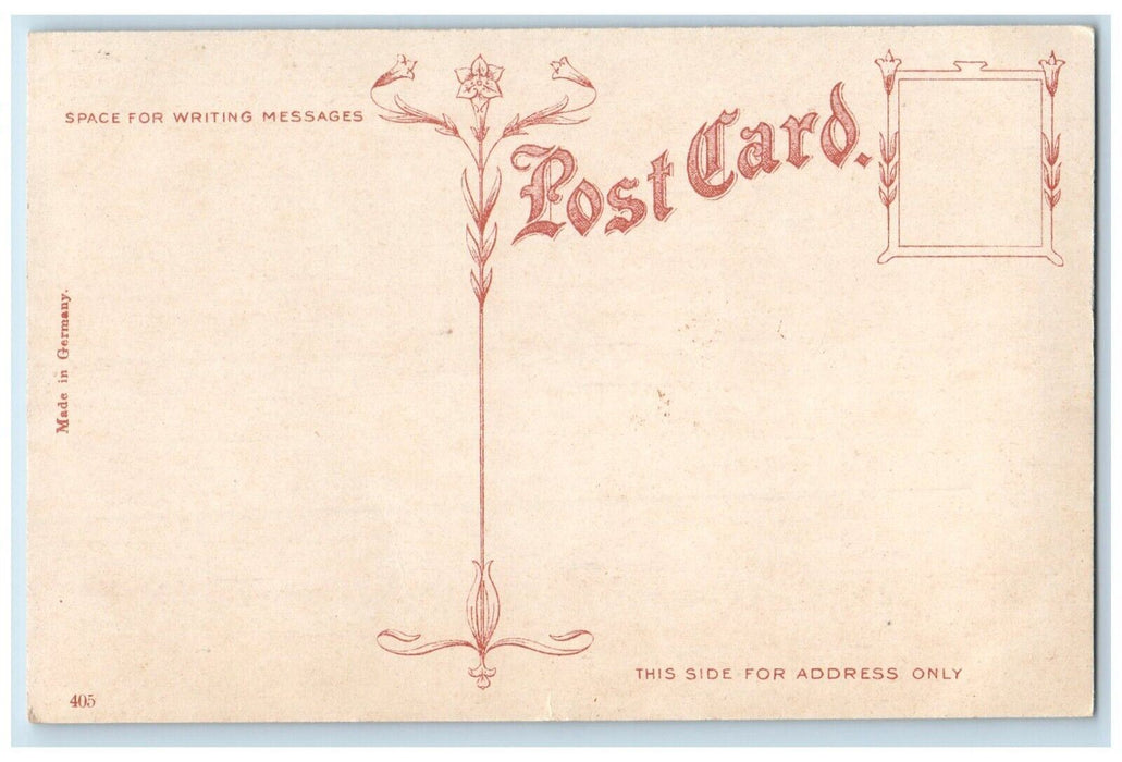 c1910's Easter Chick Egg Nest Pink Roses Flowers Unposted Antique Postcard