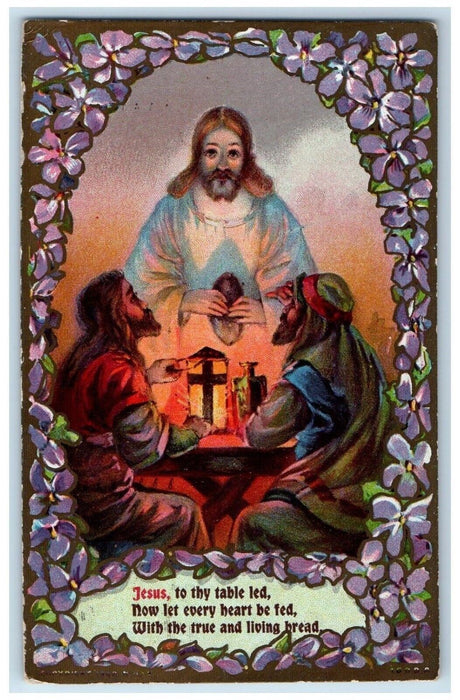 1909 Easter Jesus Cross Lantern Pansies Flowers Bucyrus OH Religious Postcard