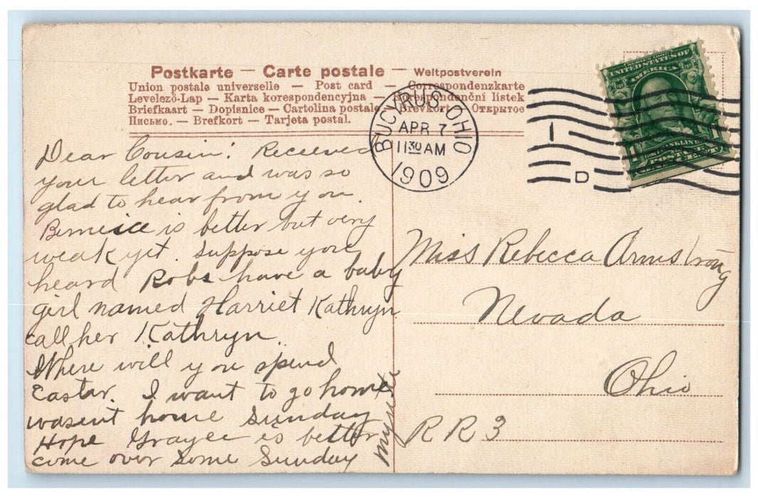 1909 Easter Jesus Cross Lantern Pansies Flowers Bucyrus OH Religious Postcard