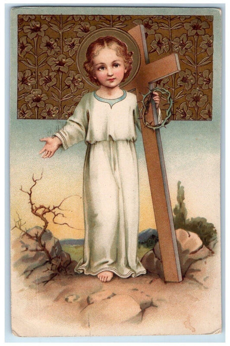 c1910's Easter Holy Cross Girl Crown Williamsburg Pennsylvania PA Postcard