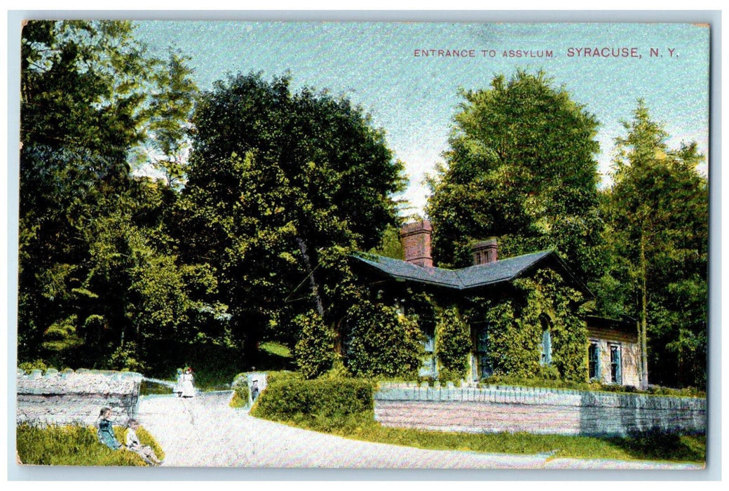 1908 Entrance to Assylum Syracuse New York NY Antique Robbins Bros Postcard