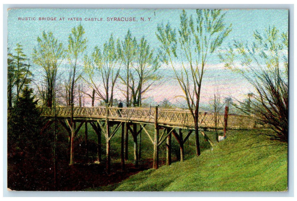 1908 Rustic Bridge at Yates Castle Syracuse New York NY Antique Postcard