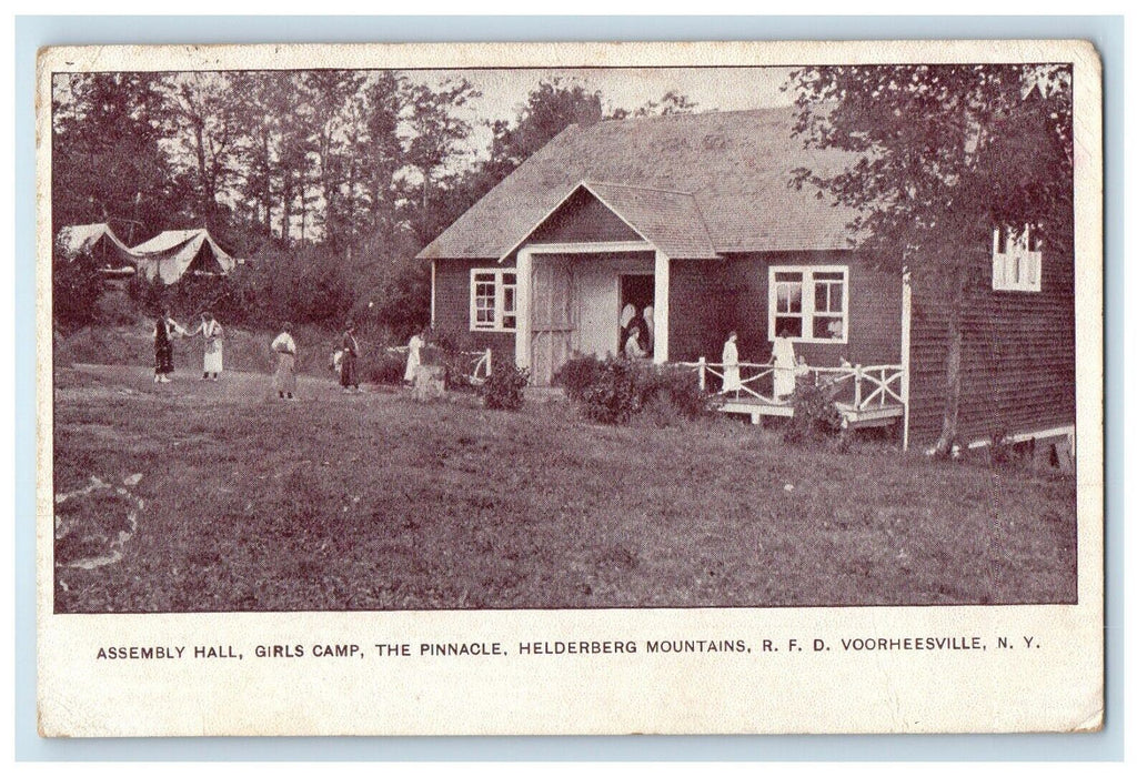 1921 Assembly Hall Girls Camp Pinnacle Helderberg RFD Voorheesville NY Postcard
