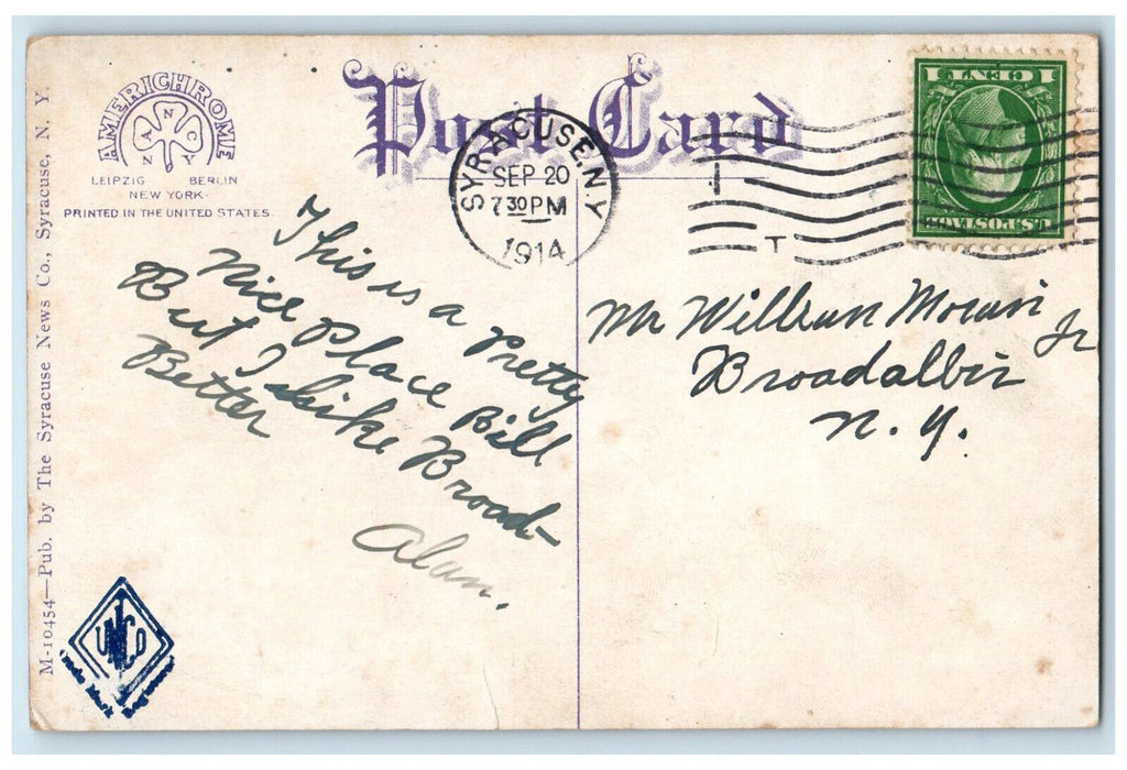 1914 South Salina Street Trolley Car Parlor Theatre Syracuse NY Postcard