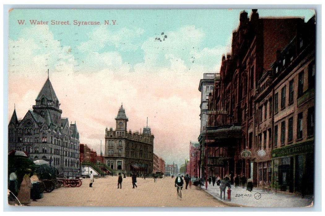 1911 Crowd at W Water Street Syracuse New York NY Posted Antique Postcard