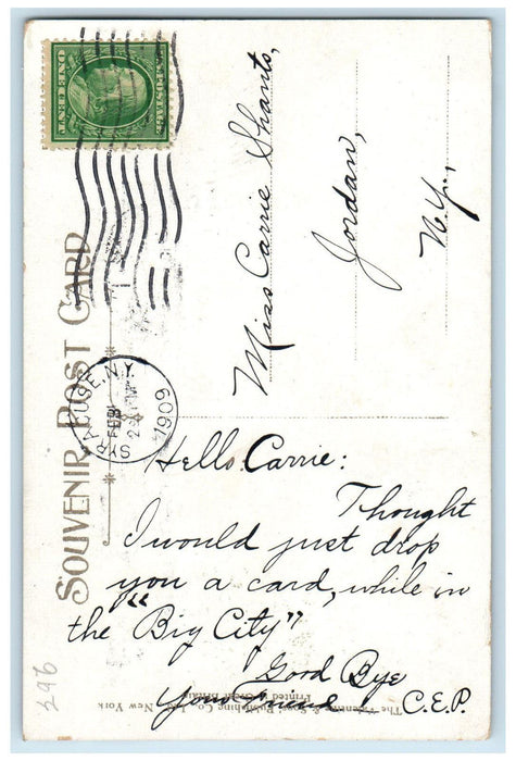 1909 Car Scene City Hall Syracuse New York NY Posted Antique Postcard