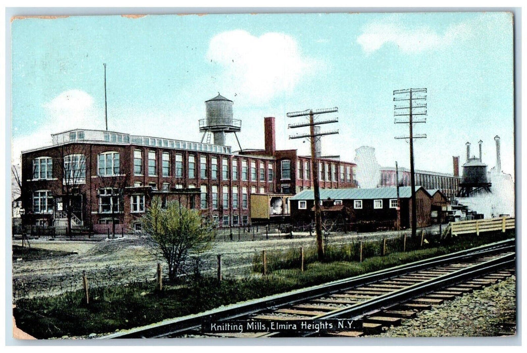 1908 Knitting Mills Elmira Heights Railroad Building Factory New York Postcard