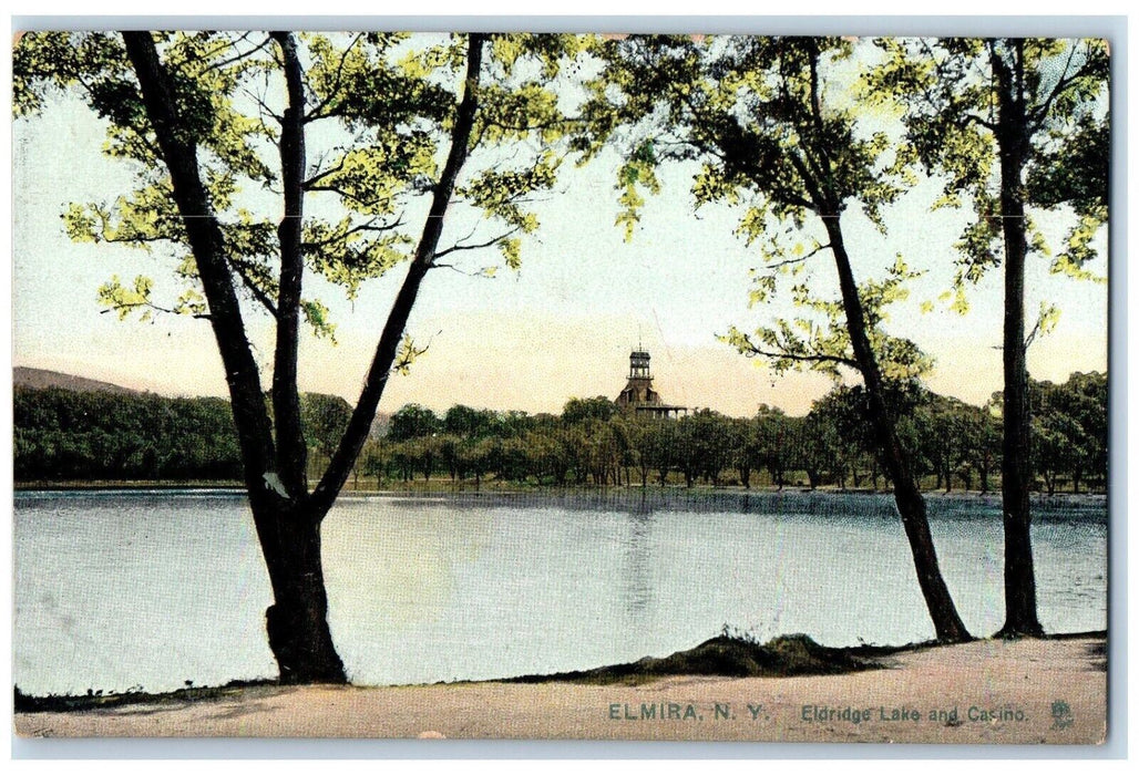 1908 Eldridge Lake Casino Exterior Building Elmira New York NY Vintage Postcard