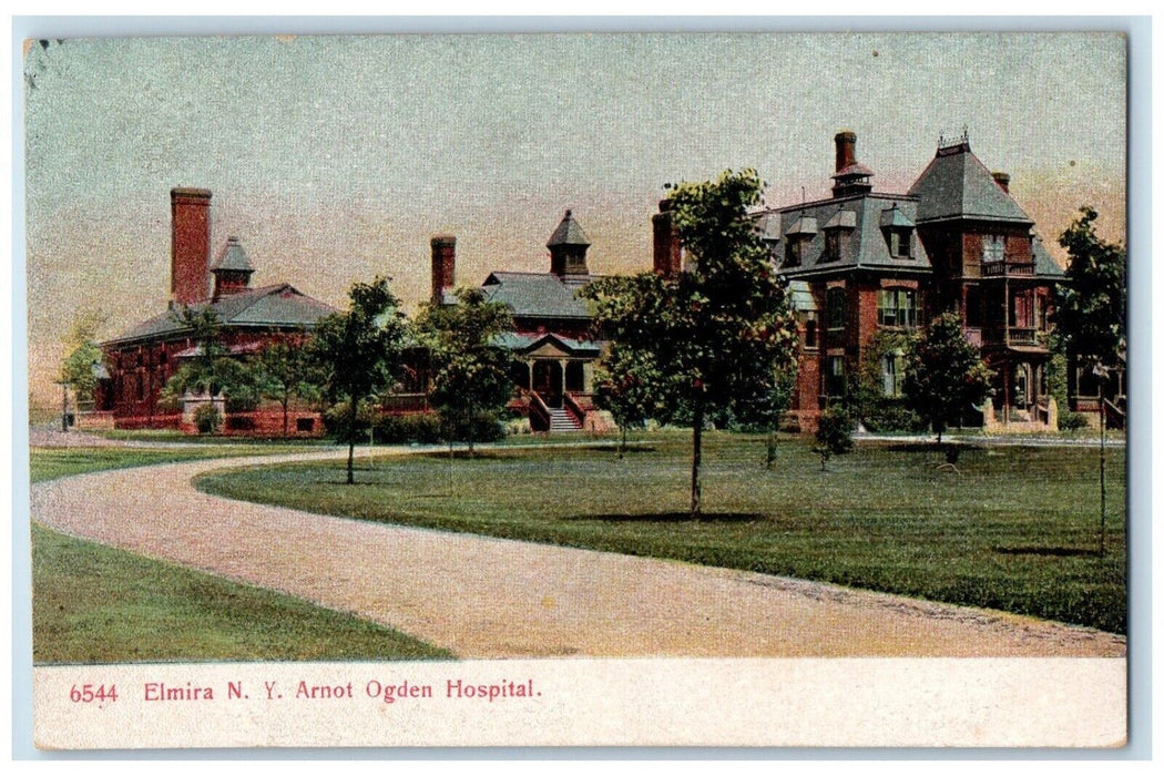 c1910 Arnot Ogden Hospital Exterior Street Building Elmira New York PCK Postcard