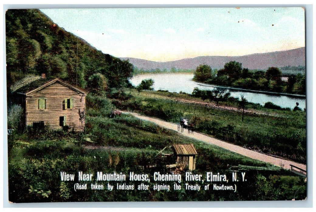 c1910 View Near Mountain House Chenning River Exterior Elmira New York Postcard