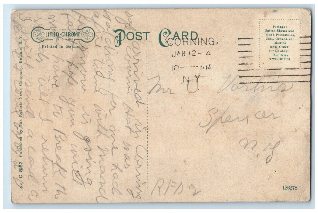 1914 Railroad Avenue Train Locomotive Horse Carriage Elmira New York NY Postcard