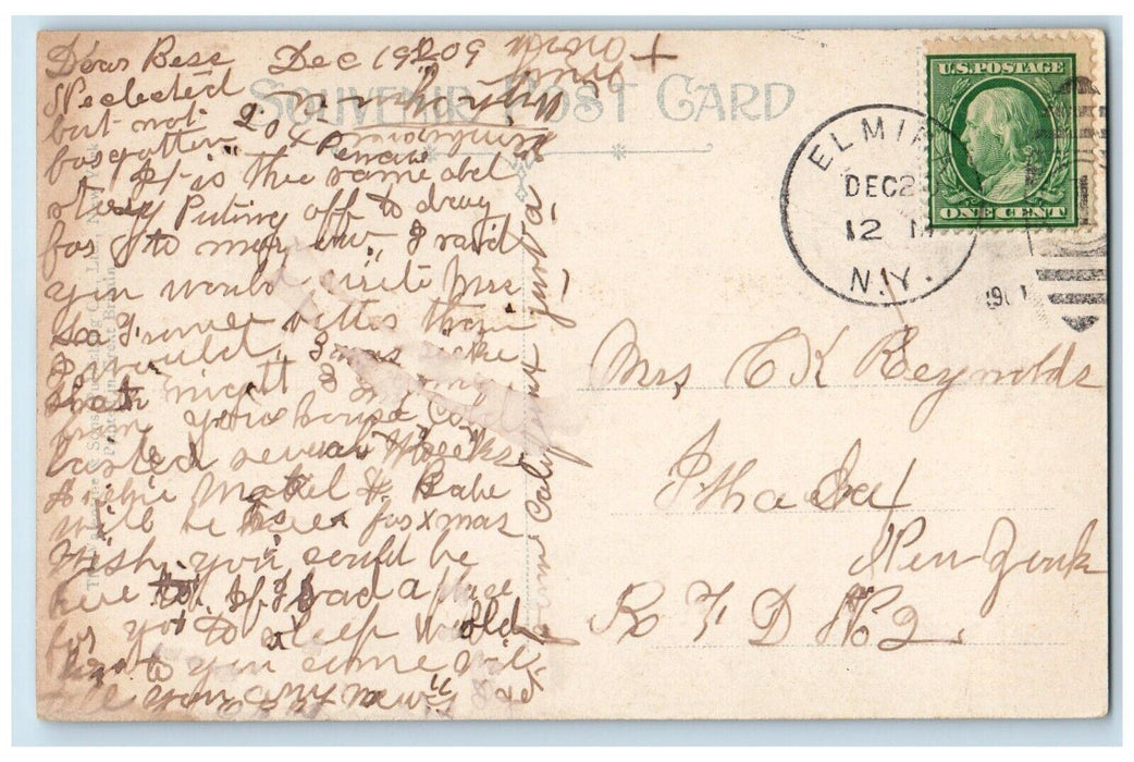 1909 Chemung River From W. Walnut St. Bridge Elmira New York Postcard