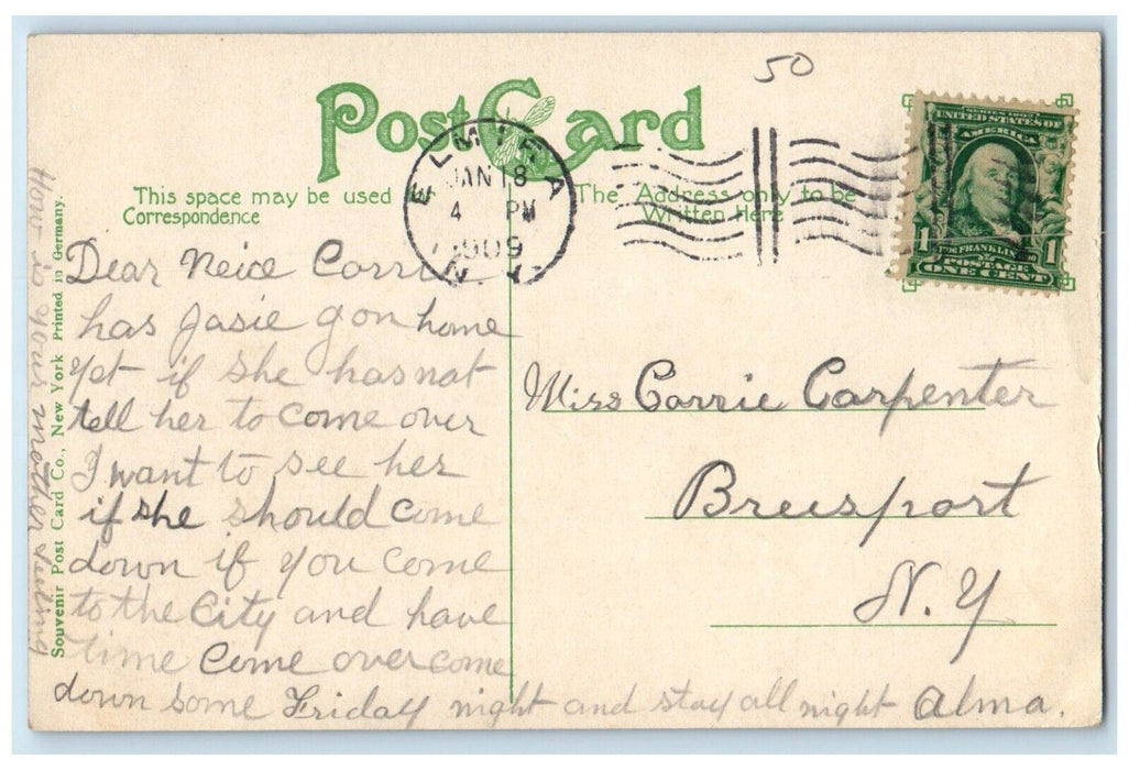 1909 Odgen Arnot Hospital Exterior Building Chimney Elmira New York NY Postcard
