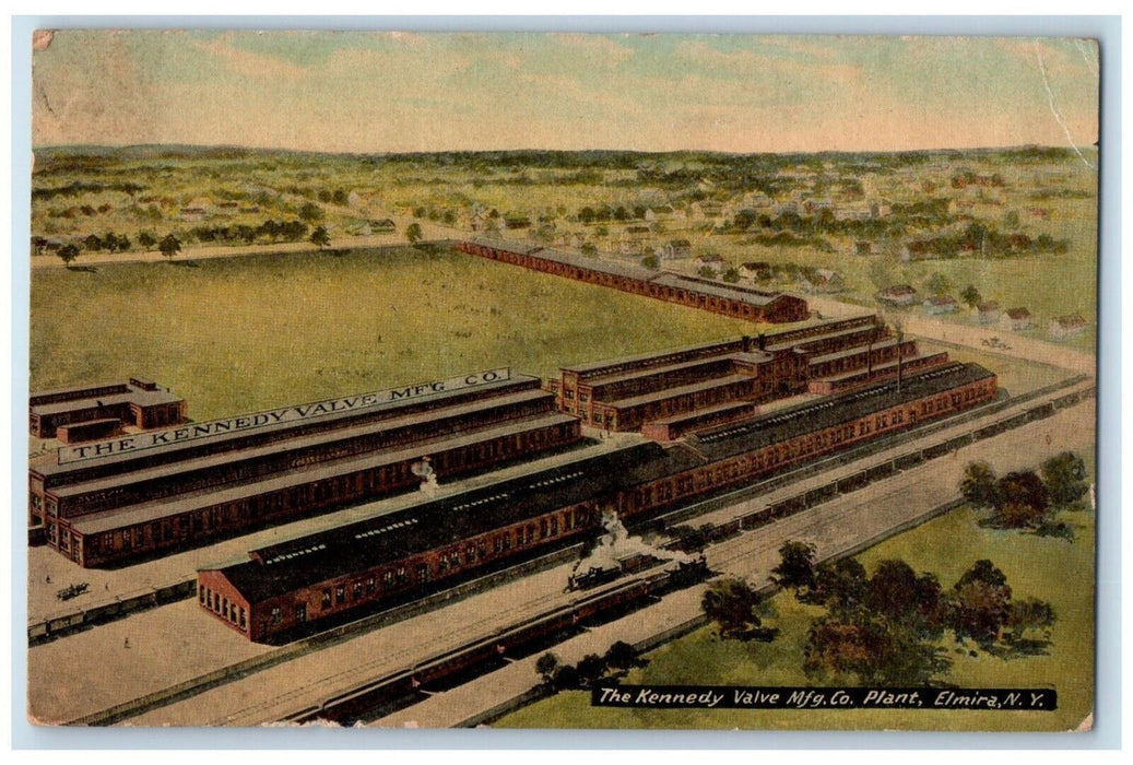 1915 Birds Eye View Kennedy Valve Mfg.CO Plant Exterior Elmira New York Postcard