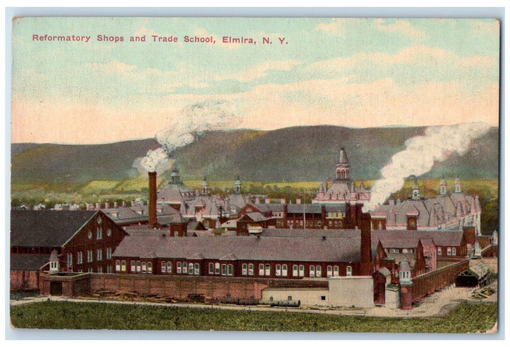 1912 Reformatory Shops Trade School Exterior Building Elmira New York Postcard