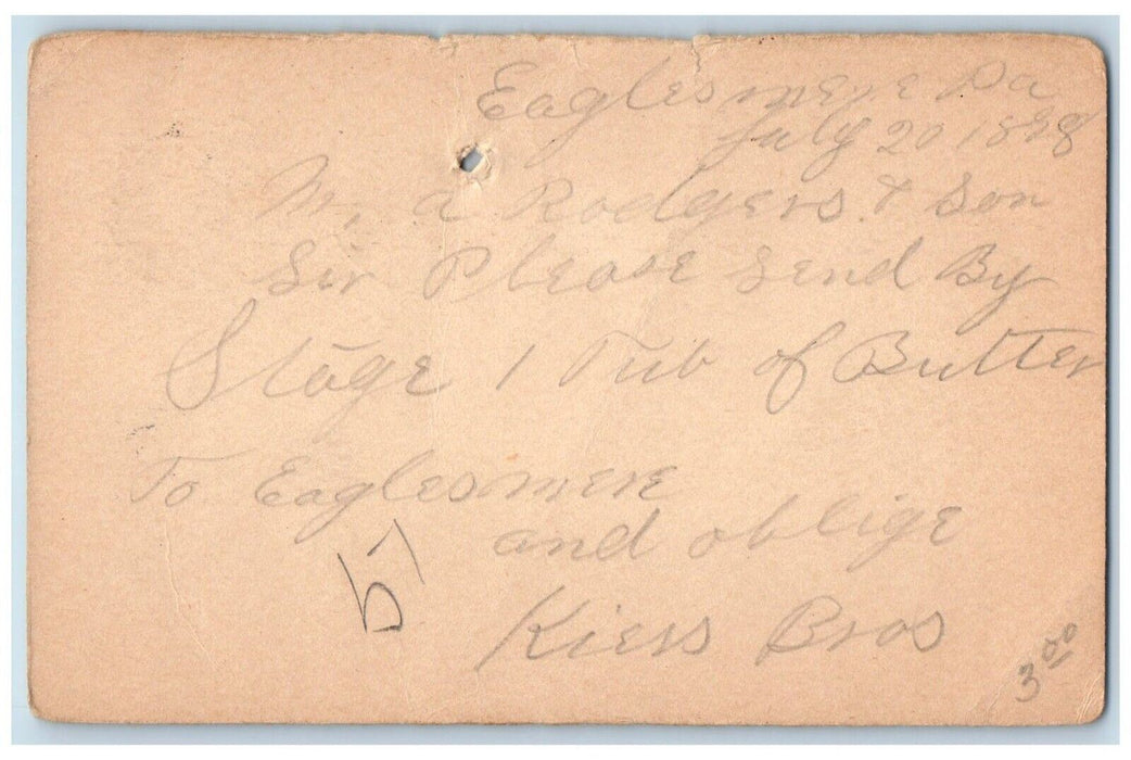 1898 Letter Eaglesmere Pennsylvania PA Antique Posted Postcard