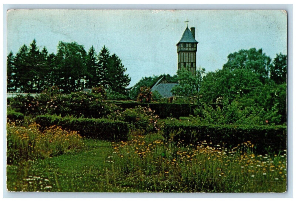 1961 Strathmont Museum American Life Mark Twain Garden Elmira New York Postcard