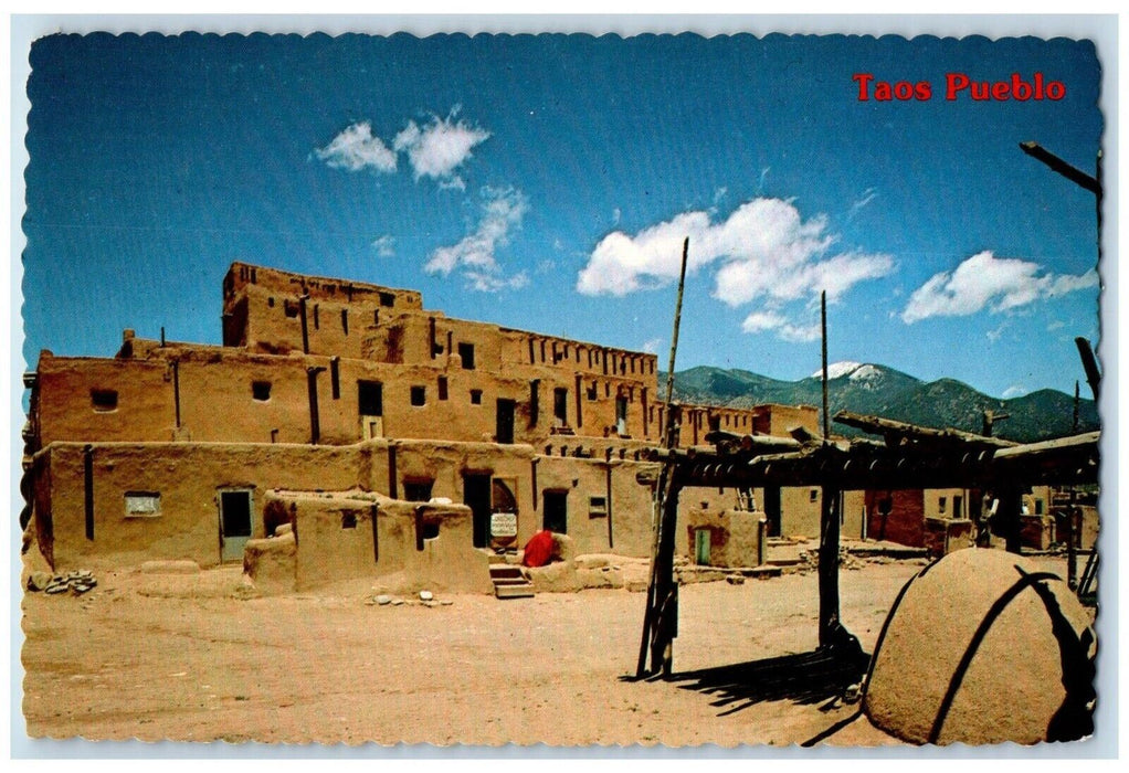 1960 Taos Pueblo Largest Exterior Multi Storied Structure New Mexico NM Postcard
