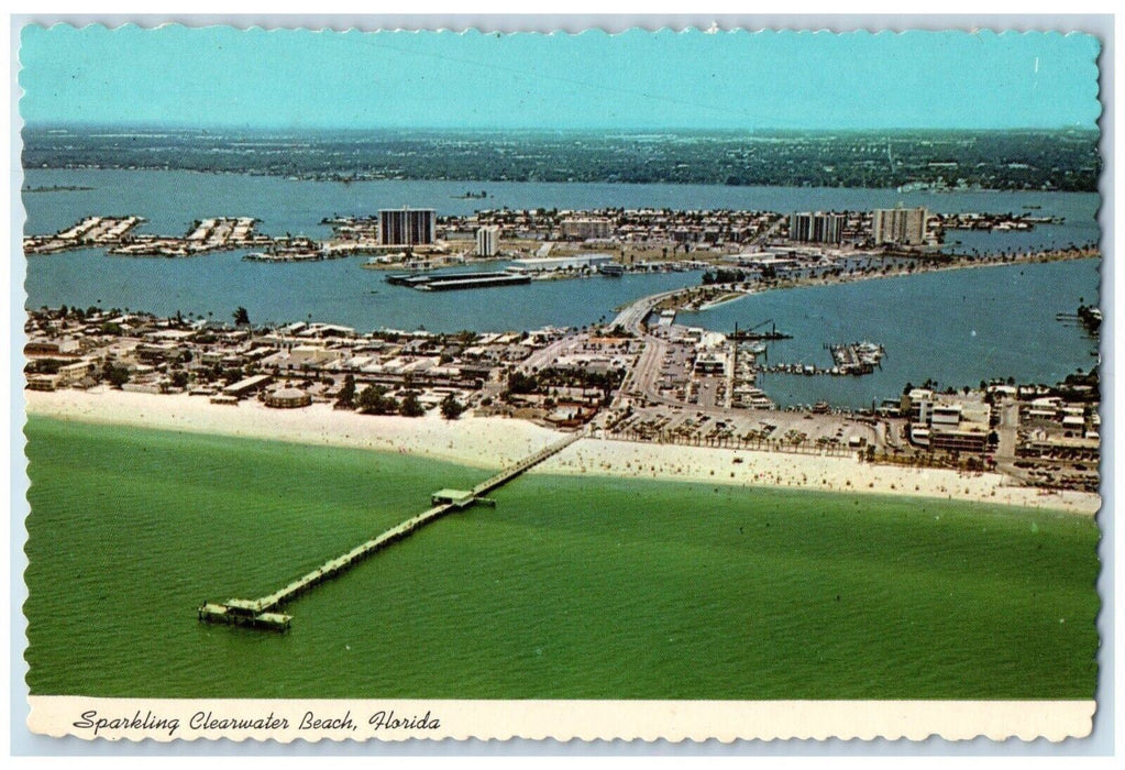 c1978 Sparkling Clearwater White Sandy Municipal Pier Beach Florida FL Postcard