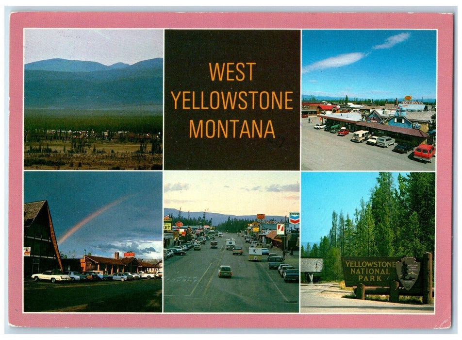 1986 West Yellowstone West Entrance National Park Montana International Postcard