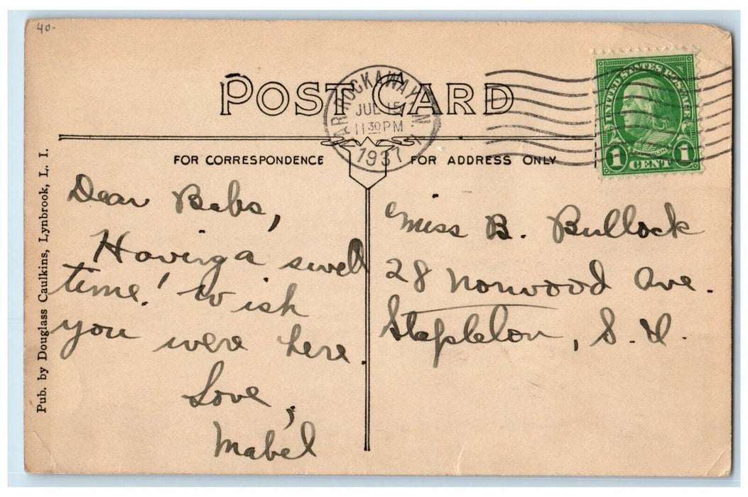 1937 Public School No. 2 Building Inwood Long Island LI New York NY Postcard