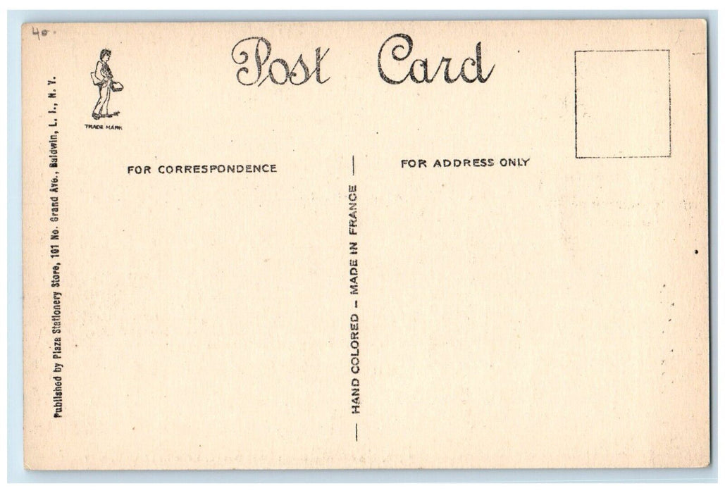Public School No. 1 Building Street View Baldwin Long Island NY Vintage Postcard