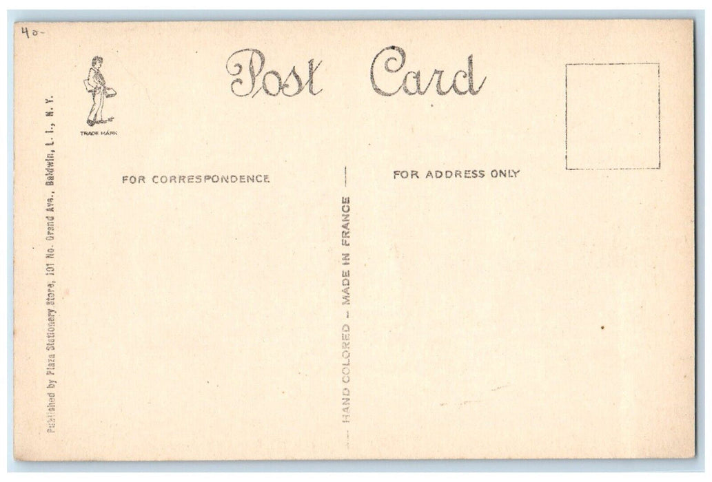 c1930's Public School No. 3 Building Baldwin Long Island NY Vintage Postcard