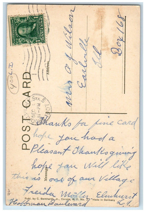 1907 Police Station Building Scene Street Elmhurst New York NY Antique Postcard