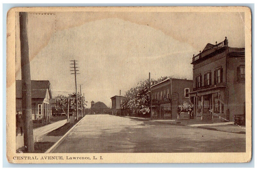 c1910's Central Avenue Street View Lawrence Long Island New York NY Postcard