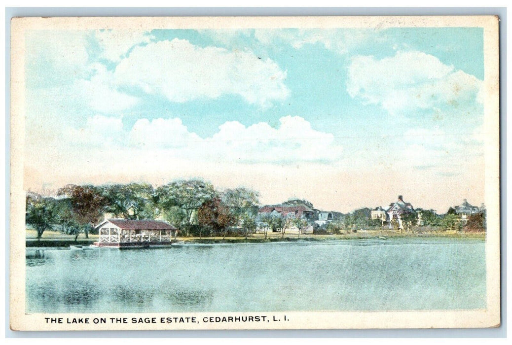 c1910's The Lake On The Sage Estate Cedarhurst Long Island New York NY Postcard