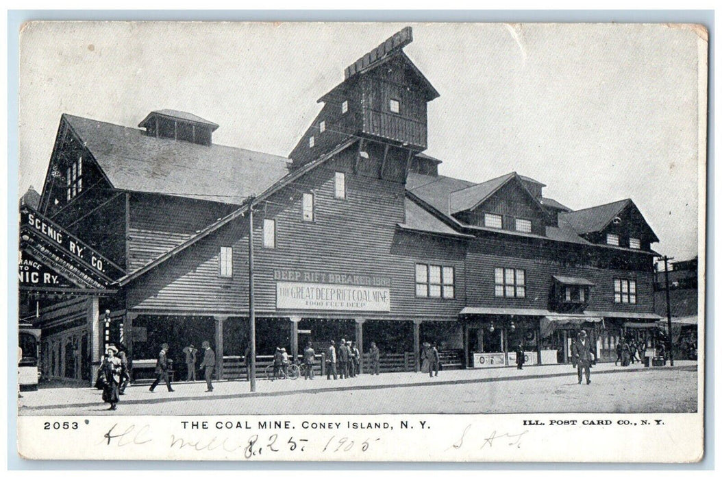 1905 The Coal Mine Stores Bicycle Coney Island Long Island NY Antique Postcard