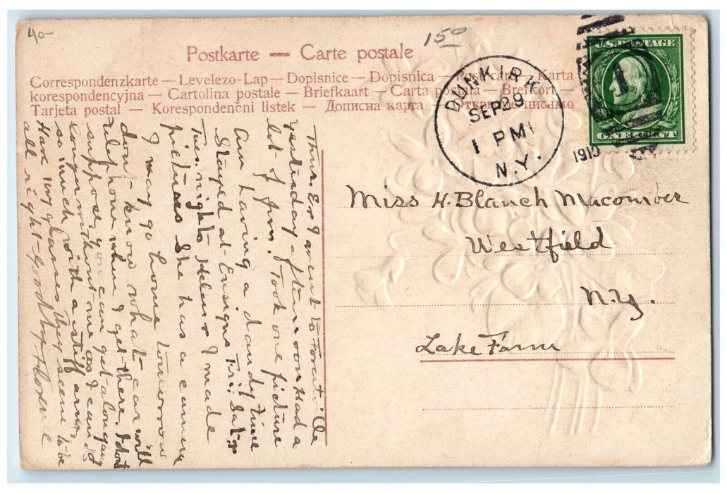 1910 Greetings From Forestville New York NY, Pearl Street Pansies Postcard