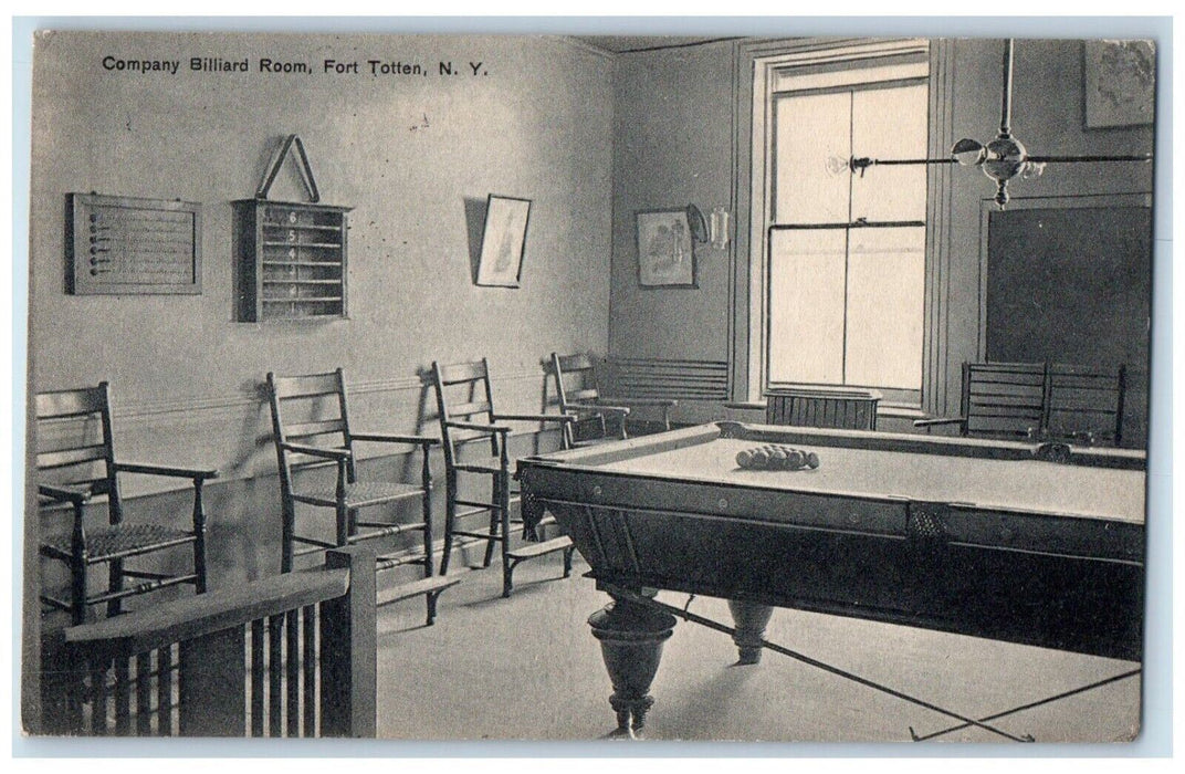 1912 Company Billiard Room Interior Fort Totten New York NY Antique Postcard