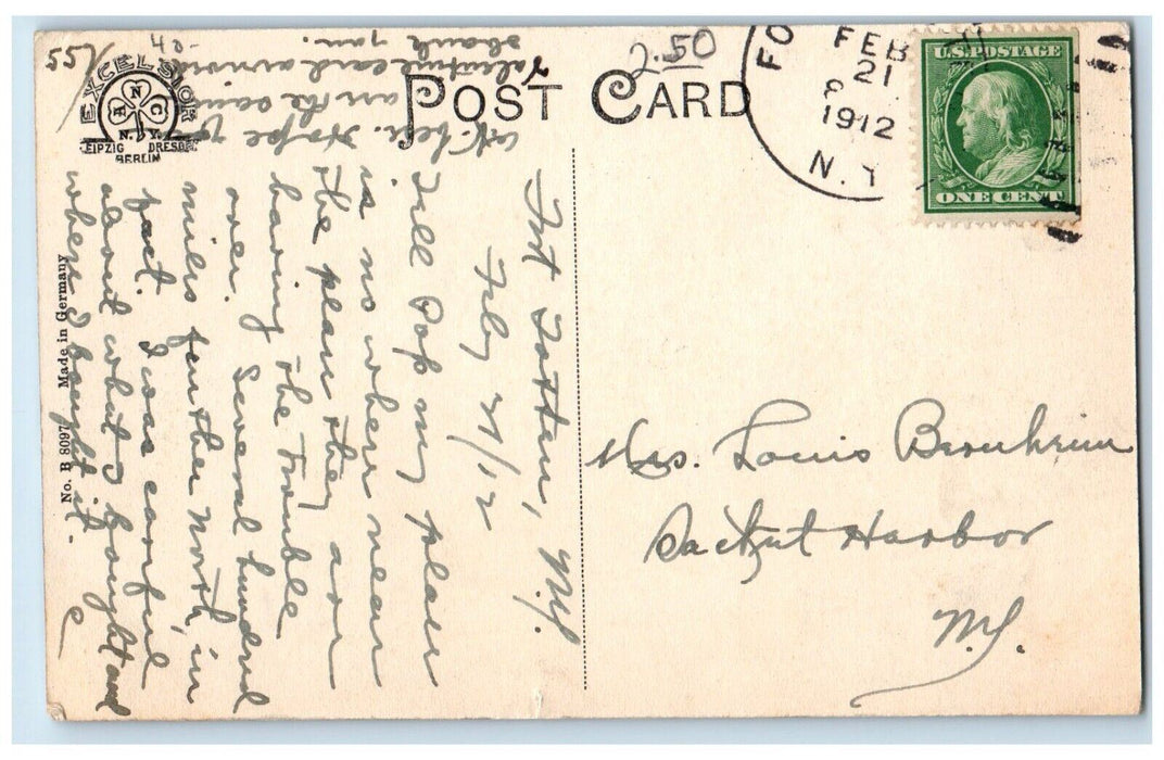 1912 Company Billiard Room Interior Fort Totten New York NY Antique Postcard