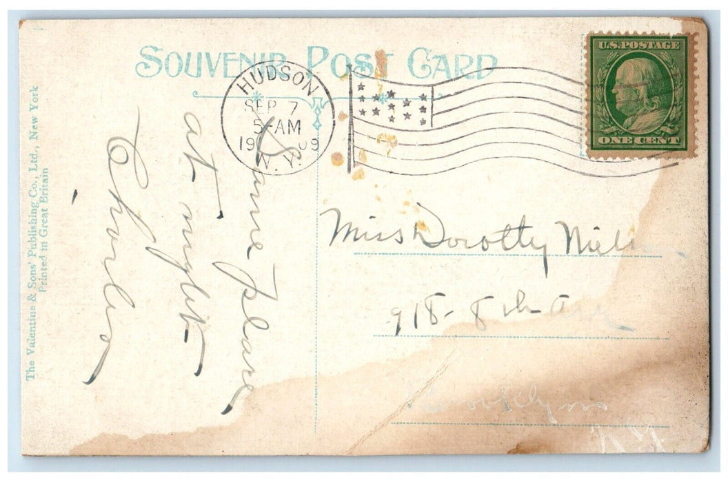 1909 Cowboy And Horses Passing River Hudson New York NY Posted Antique Postcard