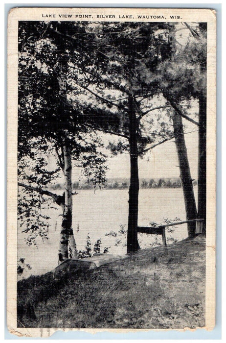 1937 Lake View Point Silver Lake Wautoma Wisconsin WI Posted Vintage Postcard