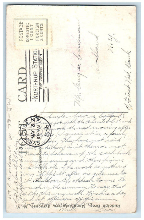1916 Pond Onondaga Park Syracuse New York NY Antique Posted Postcard