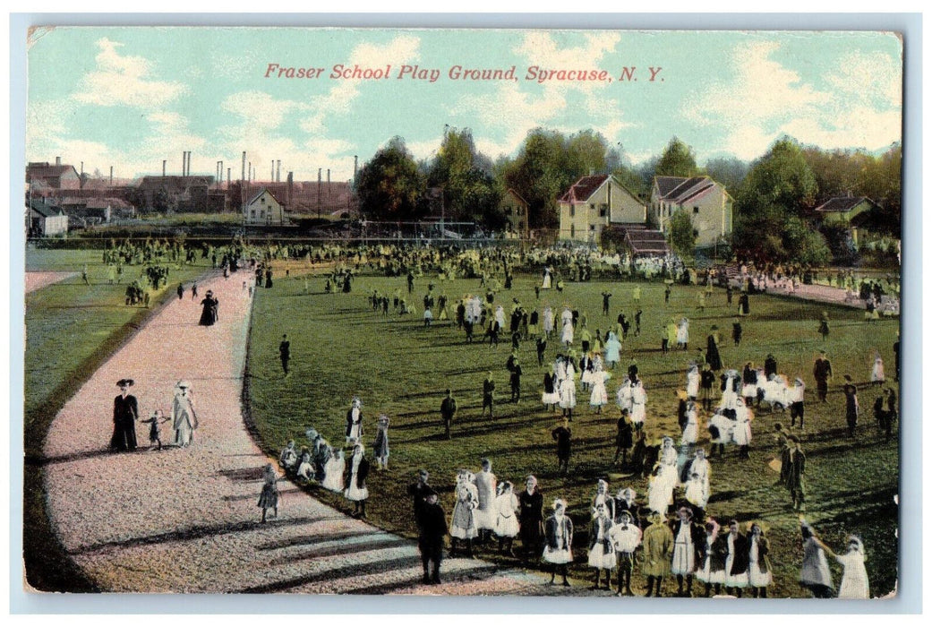 c1910 Fraser School Play Ground Syracuse New York NY Posted Postcard