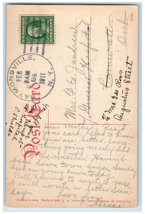 1911 Monument Fountain Chairs Fayette Park Syracuse NY Raymondville NY Postcard
