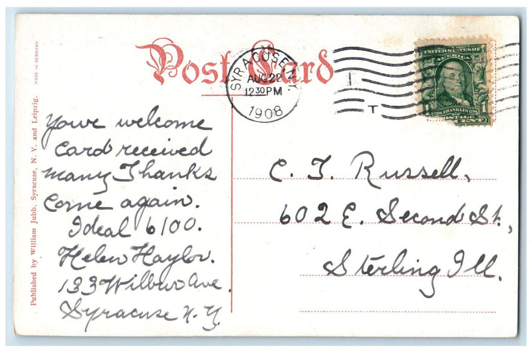1908 Aerial View of Buildings Burnet Park Syracuse NY Antique Posted Postcard