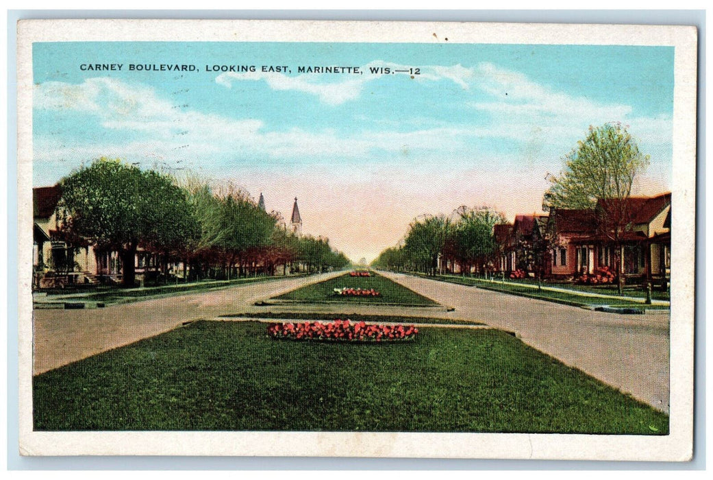 1930 Carney Boulevard Looking East Marinette Wisconsin WI Vintage Postcard