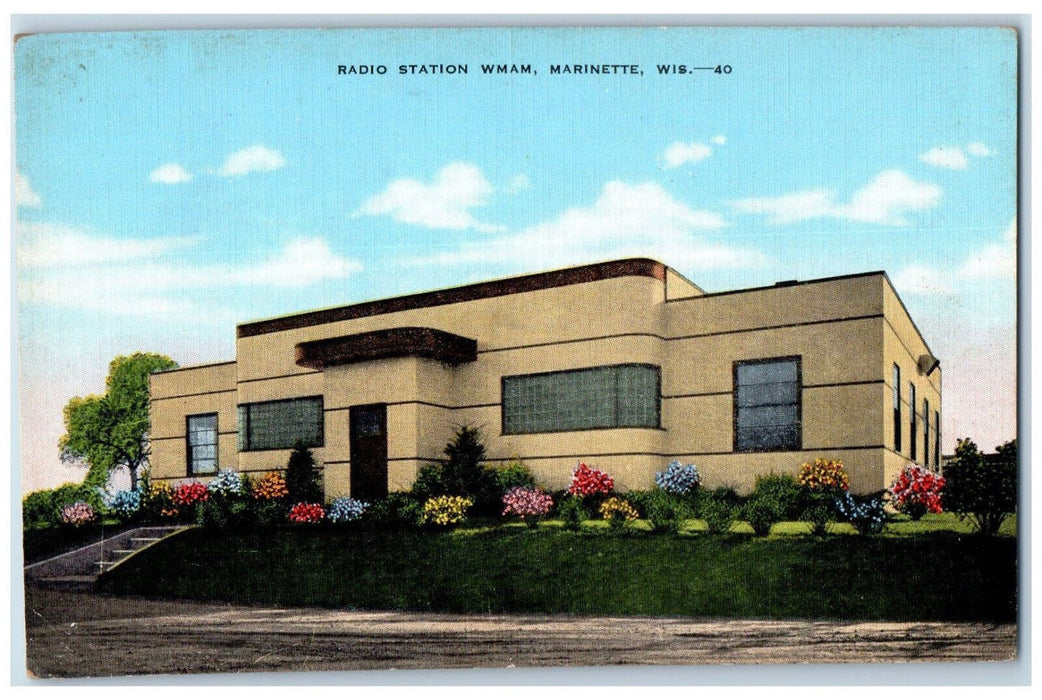 c1940's Radio Station WMAM Marinette Wisconsin WI Unposted Postcard