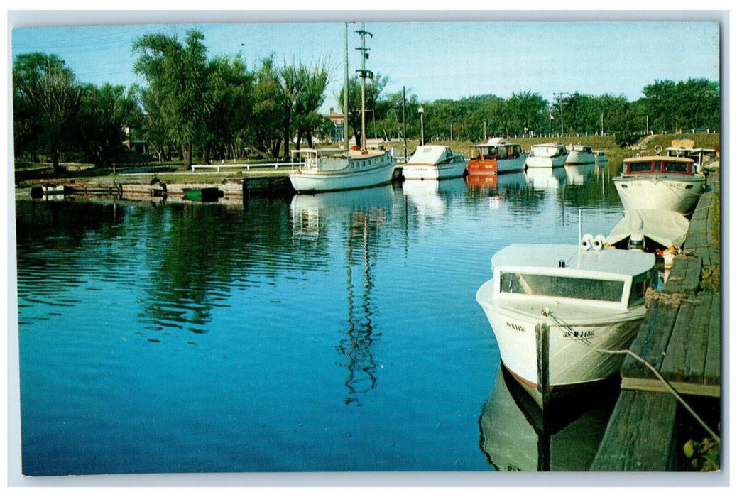 c1950's Yacht Boats The Harbor Marinette Wisconsin WI Dover PA Antique Postcard