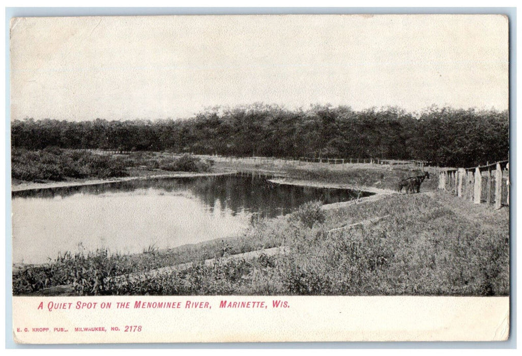 c1905 A Quiet Spot On The Menominee River Marinette Wisconsin WI Postcard