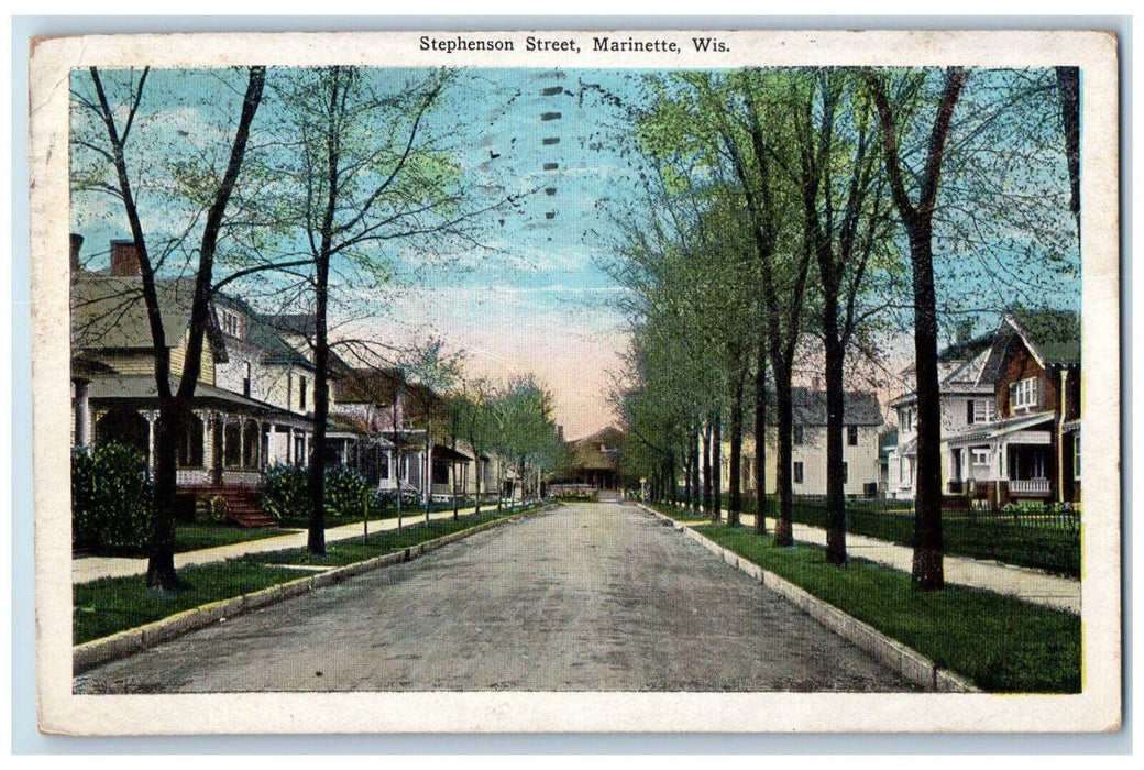 1928 Stephenson Street Marinette Wisconsin WI Vintage Posted Postcard