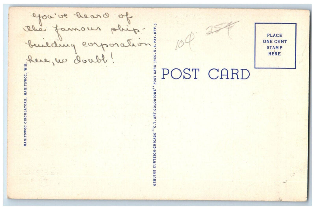 c1940's Manitowoc Ship Building Corporation Manitowoc Wisconsin WI Postcard